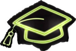 Supershape Anagram Neon Green Graduation Cap